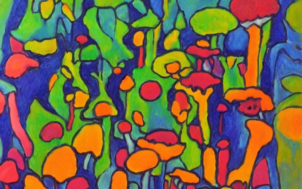 Prompt: Psylocybin mushroom Matisse oil painting