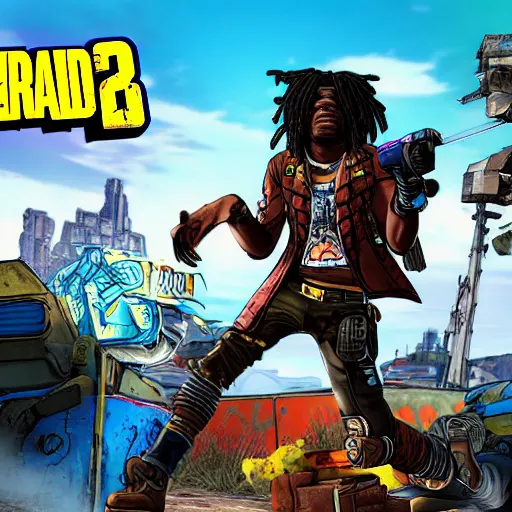 Image similar to Chief Keef in borderlands 2 very detailed 4K quality super realistic