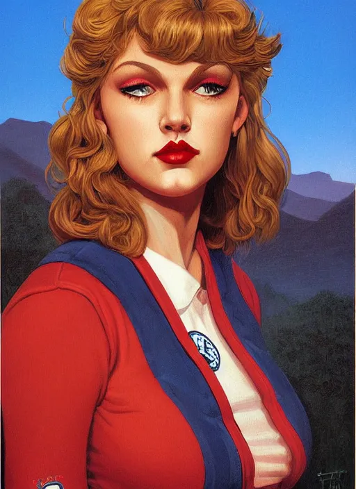 Prompt: twin peaks poster art, portrait of talyor swift cheerleader, by michael whelan, rossetti bouguereau, artgerm, retro, nostalgic, old fashioned, teen horror novel cover