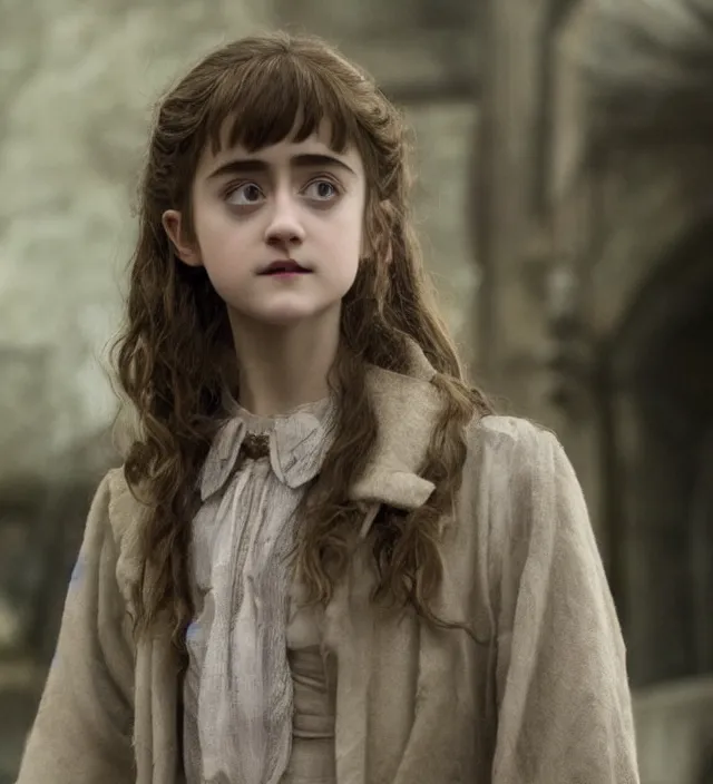 Prompt: beautiful cute young natalia dyer in harry potter, movie still frame, hd, remastered, cinematic lighting