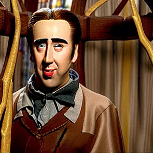 Prompt: nic cage in pinocchio, disney,