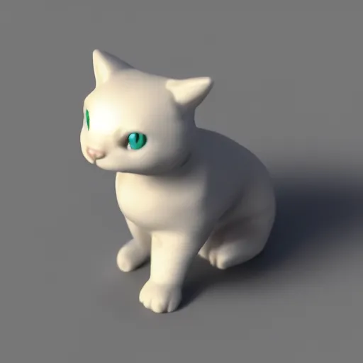 Prompt: very tiny cat, polymer 3 d clay render, 4 k uhd, white background, isometric top down left view, diffuse lightning, zoomed out very far