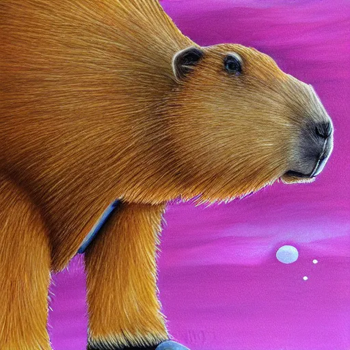 Image similar to robot capybara, painting, detailed