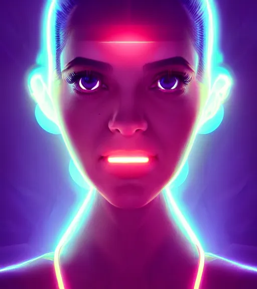 Image similar to symmetry!! latin princess of technology, solid cube of light, hard edges, product render retro - futuristic poster scifi, lasers and neon circuits, beautiful woman latin princess, intricate, elegant, highly detailed, digital painting, artstation, concept art, smooth, sharp focus, illustration, dreamlike, art by artgerm