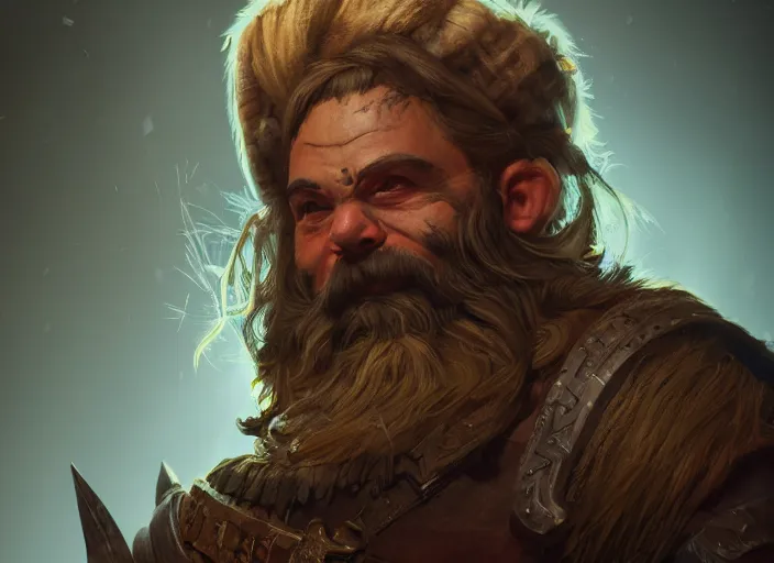 Prompt: Beautiful art portrait of a male dwarf warrior in a dark mystical dark dungeon setting, unreal 5, DAZ, hyperrealistic, octane render, dungeons and dragons, dynamic lighting