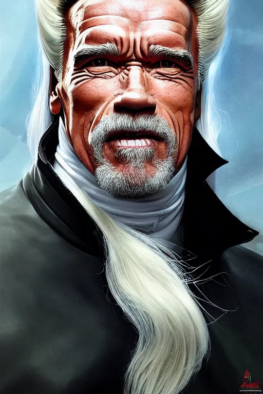 Image similar to arnold schwarzenegger with white hair and beard as a member of the teutonic order, fantasy, intricate, elegant, artstation, concept art, smooth, sharp focus by huang guangjian and gil elvgren and sachin teng, 8 k