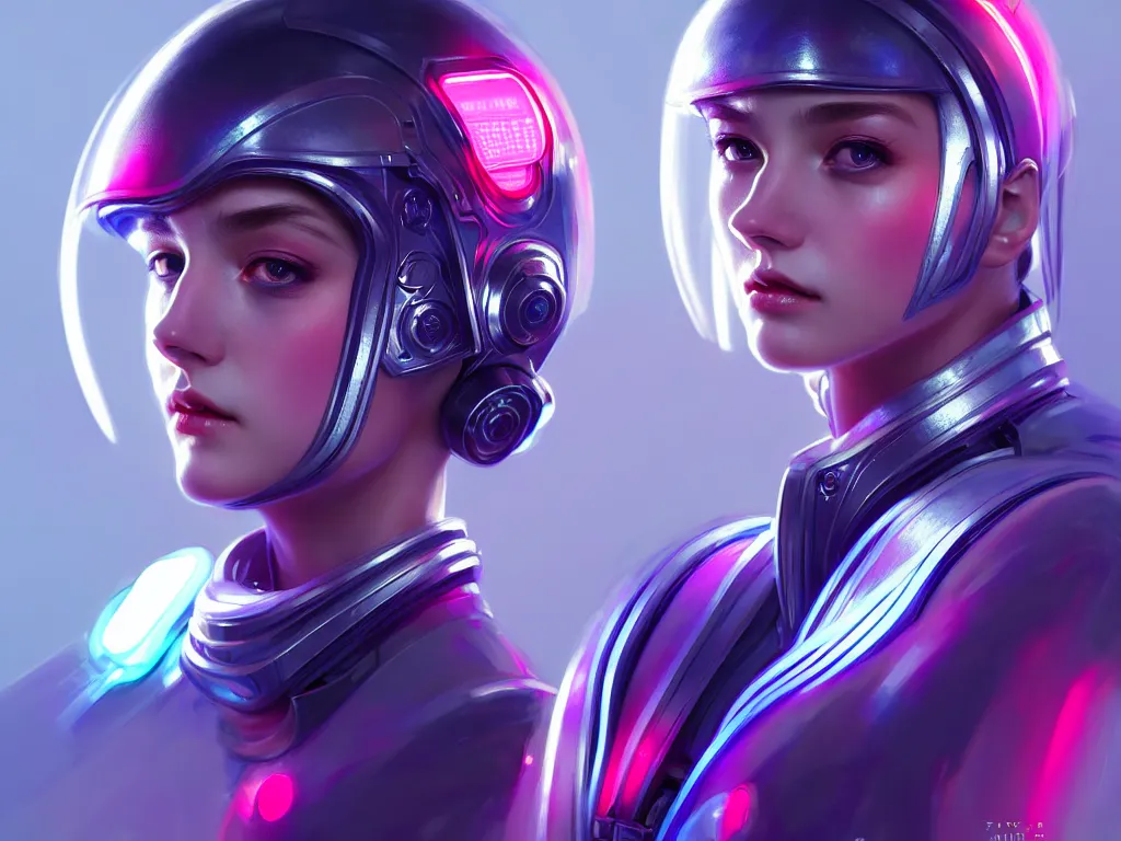 Image similar to portrait futuristic mercury police uniform female, in a future huge spaceship internal, neon light, ssci - fi and fantasy, intricate and very very beautiful and elegant, highly detailed, digital painting, artstation, concept art, smooth and sharp focus, illustration, art by tan zi and ayanamikodon and alphonse mucha and wlop