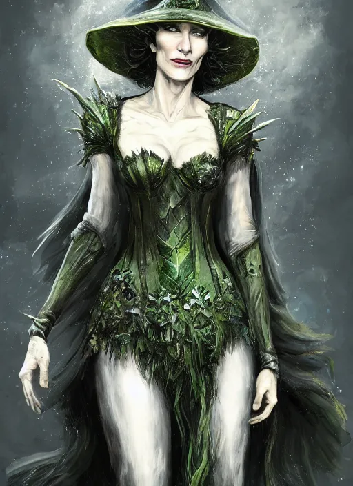 Image similar to beautiful female wicked witch, cate blanchett as the wicked witch of the west, full body character concept, armor, super powers, fantasy, intricate, elegant, highly detailed, digital painting, artstation, concept art, shining, sharp focus, illustration, art by stanley lau