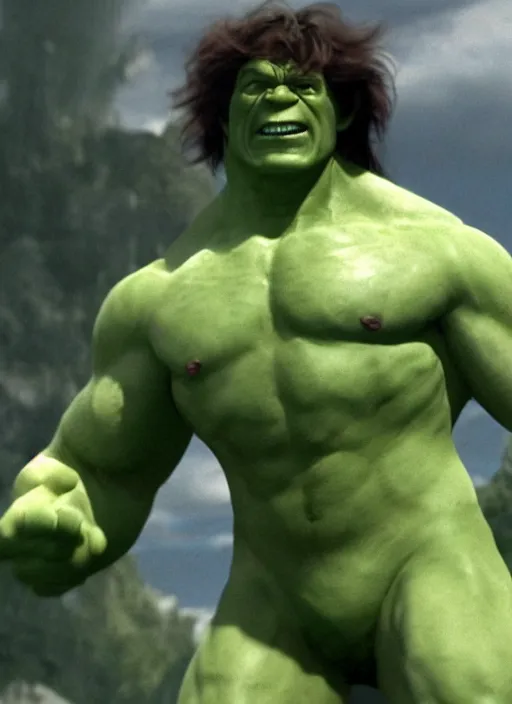 Image similar to film still of Jamie Savile as Hulk in The Incredible Hulk, 4k