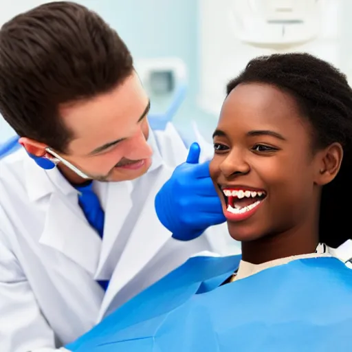 Image similar to dentist with super - happy patient while drilling
