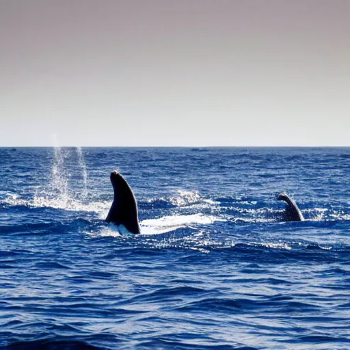 Image similar to photo of an ocean scene with whales swimming by