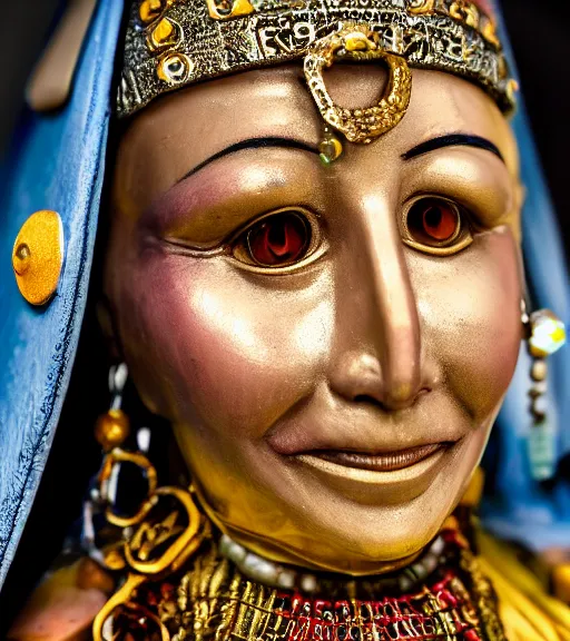 Image similar to close up portrait of a fortune teller automata, Nikon camera, 4k, National Geographic