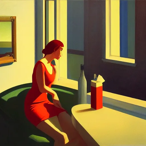 Image similar to portrait of meaningless life, by Edward Hopper and James Gilleard, highly detailed