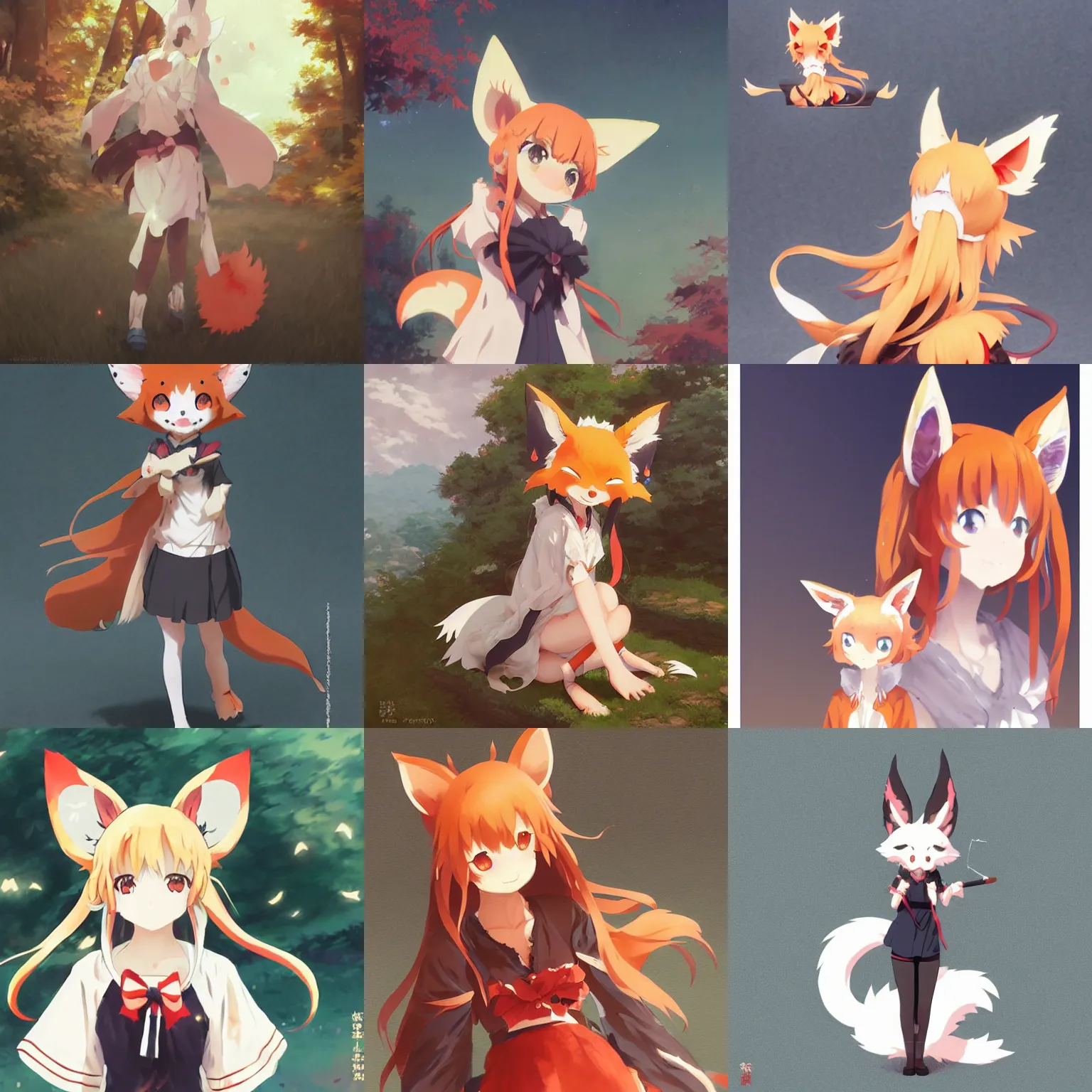 white fox female, cute anime style, 5, - AI Photo Generator - starryai