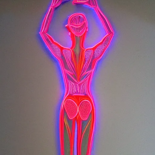 Prompt: 3 d neon art of a womens body, ultra detailed