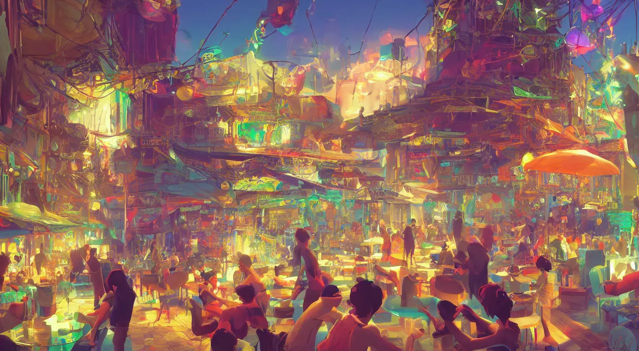 Image similar to bazaar zouk oriantal multicolorful sky shine place mosquet painting stylized digital video game icon global illumination ray tracing 8 k hd resolution, by ilya kuvshinov and cushart krentz and gilleard james