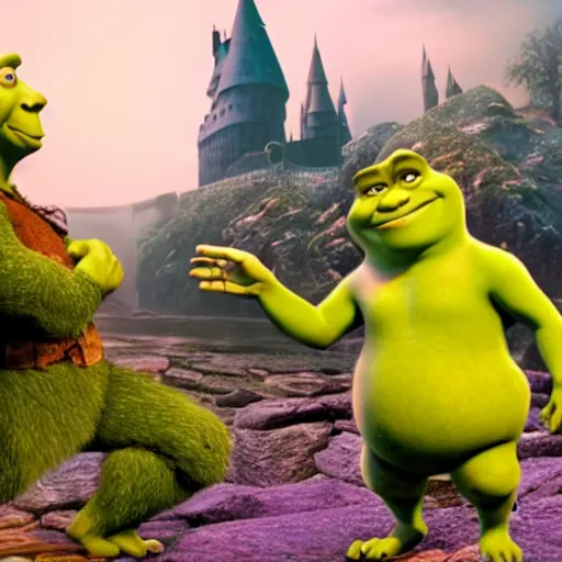 Image similar to shrek in the movie harry potter and the philosopher's stone 8 k
