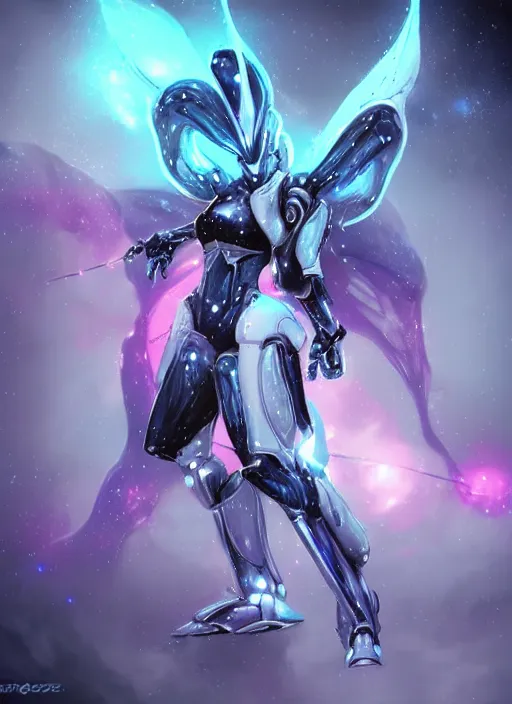 Image similar to cinematic shot, cosmic sized perfectly proportioned stunning beautiful hot female warframe, robot mecha female dragon head, mecha dragon maw, silver armor, fuschia leds, floating in empty space, nebula sized, holding a galaxy, epic proportions, epic size, epic scale, furry art, dragon art, giantess art, warframe fanart, furaffinity, deviantart