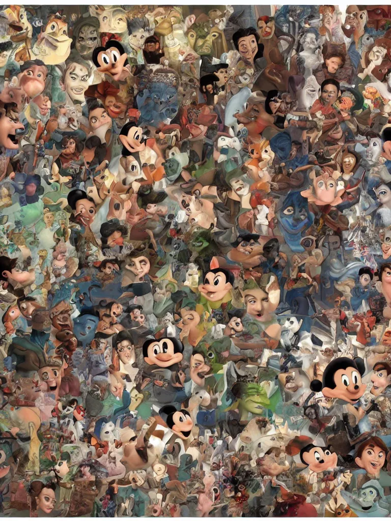 Image similar to thousand faces packed together by disney concept artists, blunt borders, rule of thirds