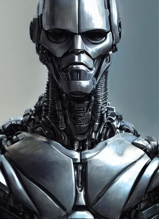 Prompt: portrait of willem dafoe as robocop, cyborg, borg, android, strogg, face of a man, robocop, cable, victor stone, ultron, terminator, machine, flesh, quake, doom demon, wolfenstein, monster, symmetry, symmetrical, concept art by ruan jia and greg rutkowski