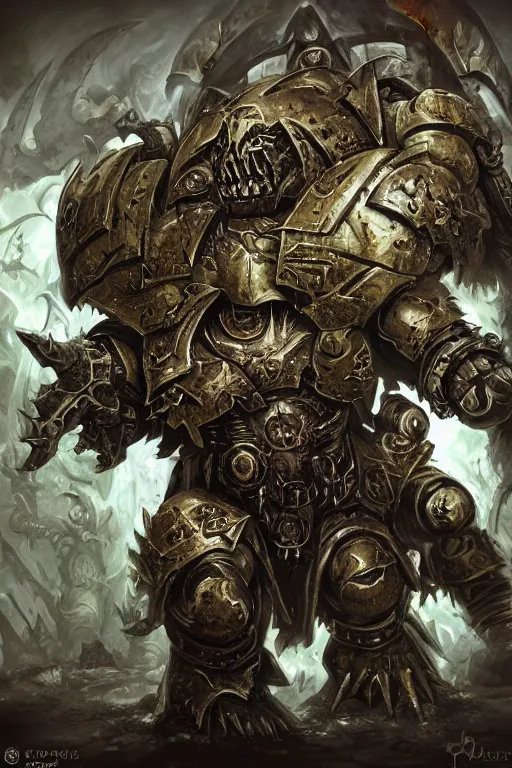 Image similar to chaos space marine, fantasy, warhammer, highly detailed, digital art, sharp focus, trending on art station, nurgle