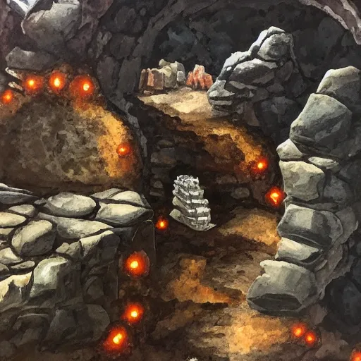 Prompt: Mining crystals in a dark stone cavern 🎨🖌️