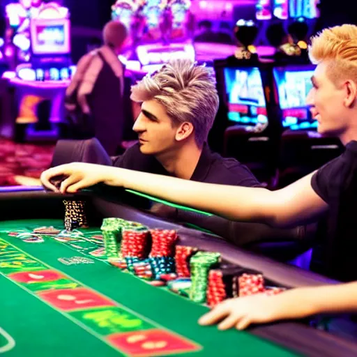 Prompt: xqc gambling away his life playing slots