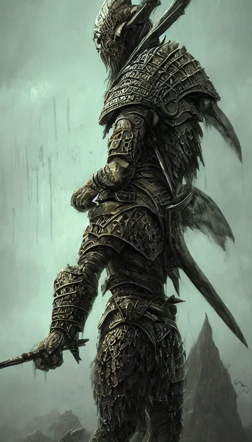 Image similar to garrador concept, wearing tribal armor, beksinski, adrian smith fantasy art, the hobbit art, the witcher concept art, trending on artstation, - w 6 0 0