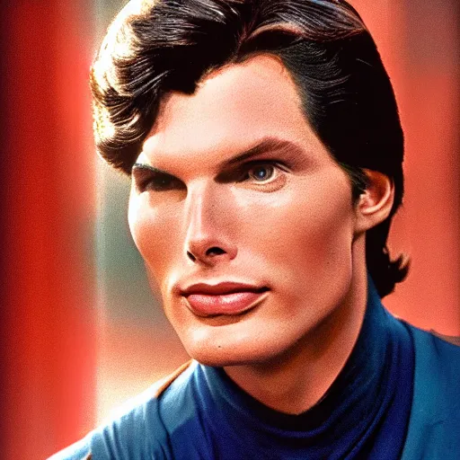 Prompt: portrait of christopher reeve metallo , color high quality sharp photography