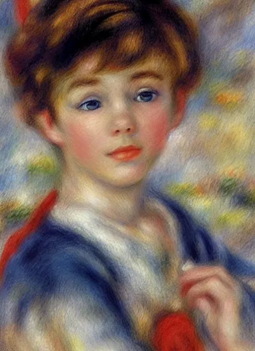 Image similar to lifelike oil painting portrait of peter pan by renoir