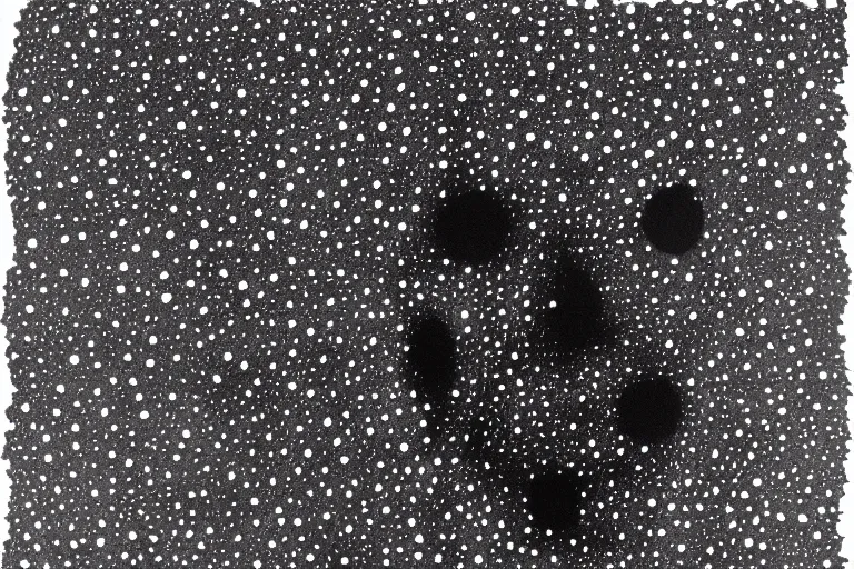 Image similar to face made out of planet, faceless people dark, dots, drip, stipple, pointillism, technical, abstract, minimal, style of francis bacon, asymmetry, pulled apart, cloak, hooded figure, made of dots, abstract, balaclava