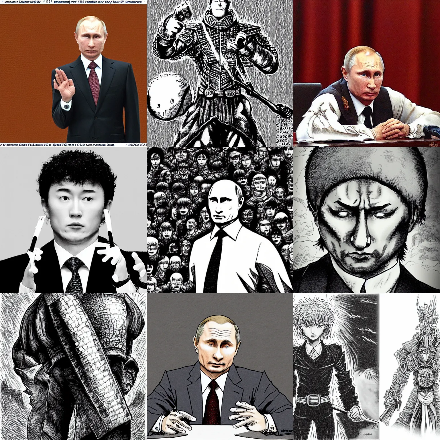 Prompt: Putin on Kentaro Miura style