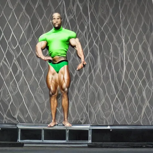 Image similar to a praying mantis winning mr. olympia