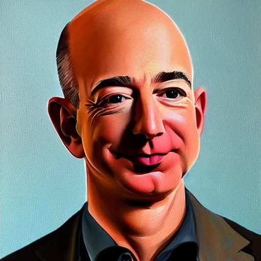 Image similar to painting of Jeff Bezos with beard and long hair