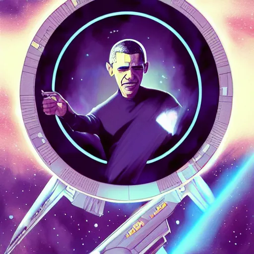 Image similar to Obama Captain of the starship enterprise, by Ross Tran