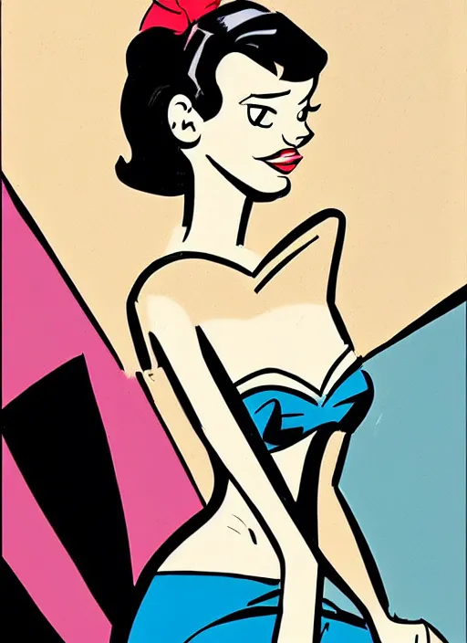 Prompt: a portrait of a pretty young lady by darwyn cooke