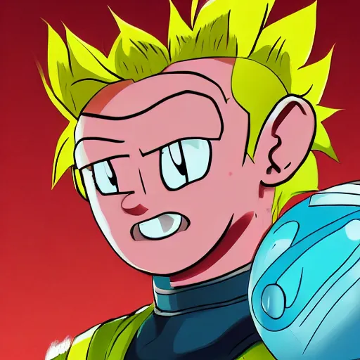 Image similar to gumball super sayian, Trending on Artstation, Hiroaki Tsutsumi style