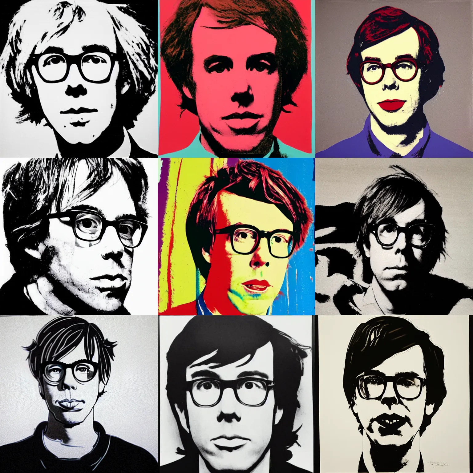 Prompt: portrait of Ben Folds by Andy Warhol
