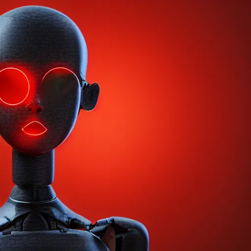 Prompt: deluxe humanoid robots front head screen displaying red glowing Error, background dark, 40nm lens, shallow depth of field, split lighting, 4k,