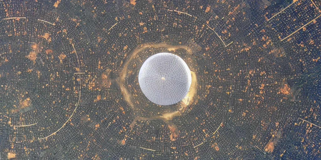 Image similar to satellite photo of a futuristic interplanetary dome