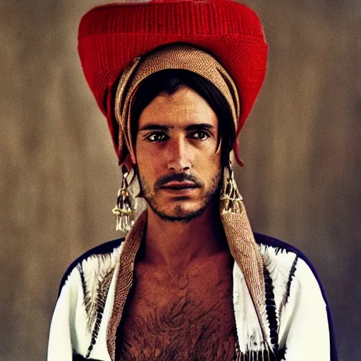 Image similar to A Moroccan wizard, portrait, by Mario Testino