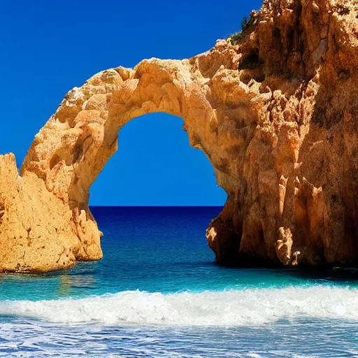 Prompt: Costa Blanca, beautiful beach and arch, hyper realistic, 8k