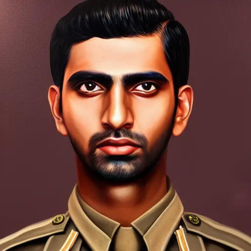 Image similar to a painting of a brown men standing in khakhi uniform, hyperrealistic faces, detailed digital art, aesthetic!, trending on artstation