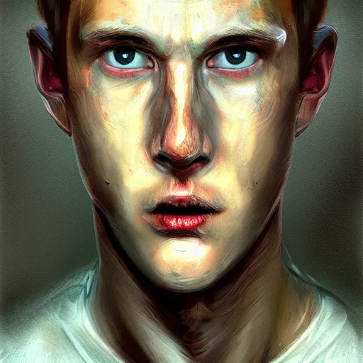 Image similar to realistic portrait painting of young man in silent hill and become mad, made by michaelangelo, physical painting, sharp focus, digital art, bright colors, fine art, trending on artstation, unreal engine.