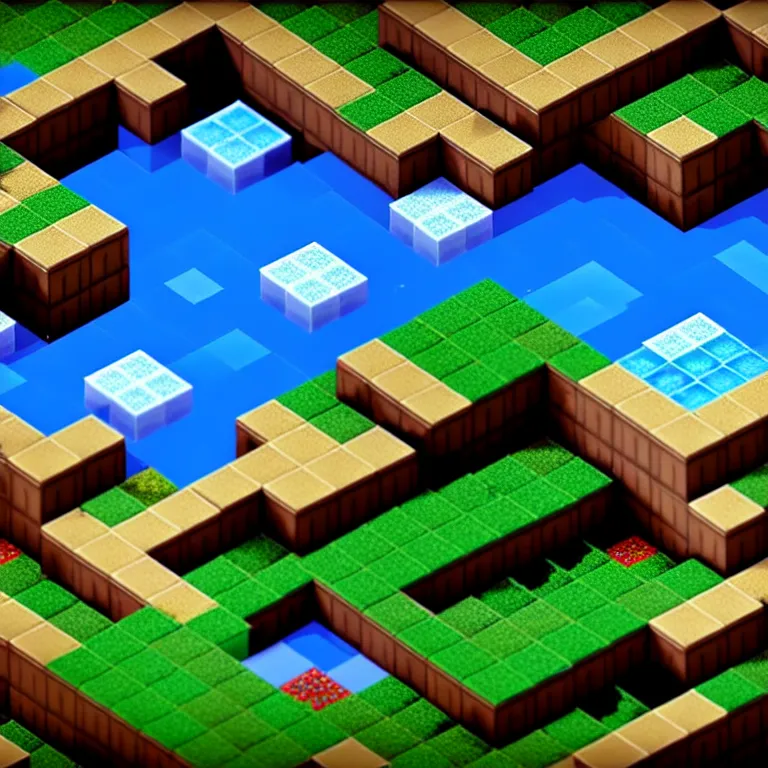 Image similar to an absurdly-detailed isometric minecraft aquarium rendered in unreal engine 5 as a fancy square tile