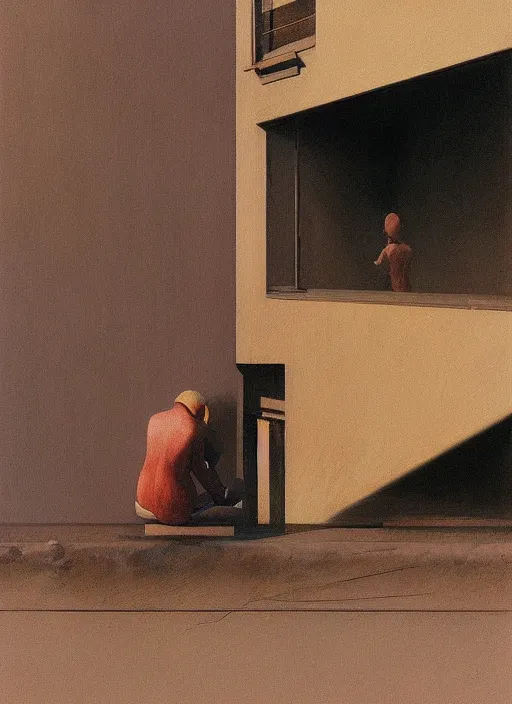 Prompt: people see a trash as a spell Edward Hopper and James Gilleard, Zdzislaw Beksinski highly detailed