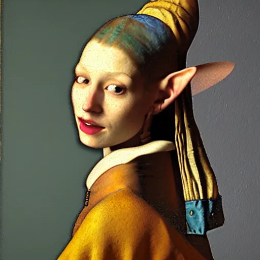 Image similar to a portrait of a beautiful elf woman by Johannes Vermeer 640