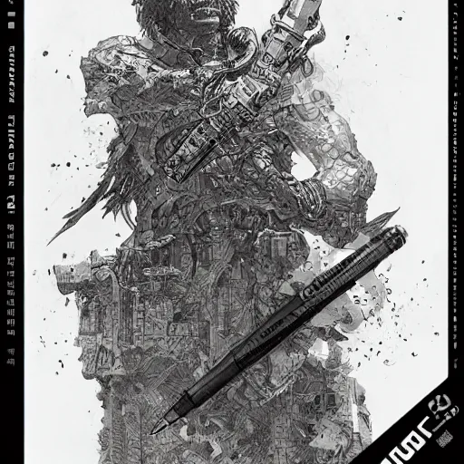 Image similar to lego character, pen and ink, intricate line drawings, by craig mullins, ruan jia, kentaro miura, takehiko inoue, greg rutkowski