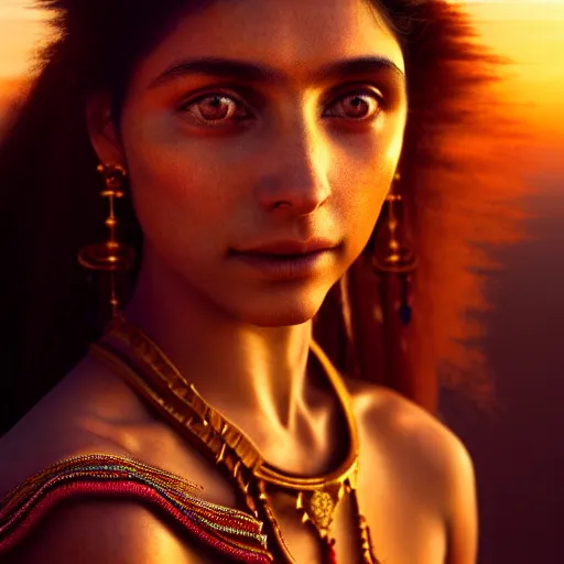 Prompt: photographic portrait of a stunningly beautiful renaissance suri tribe female maiden in soft dreamy light at sunset, contemporary fashion shoot, by edward robert hughes, annie leibovitz and steve mccurry, david lazar, jimmy nelsson, breathtaking, 8 k resolution, extremely detailed, beautiful, establishing shot, artistic, hyperrealistic, beautiful face, octane render