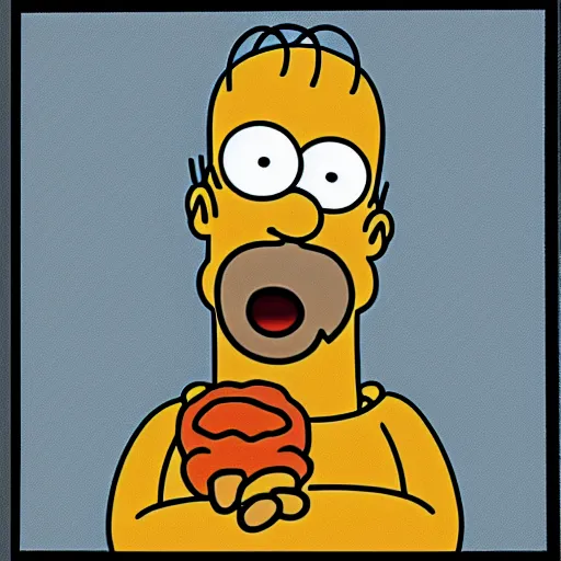 Image similar to homer simpson eating garlic